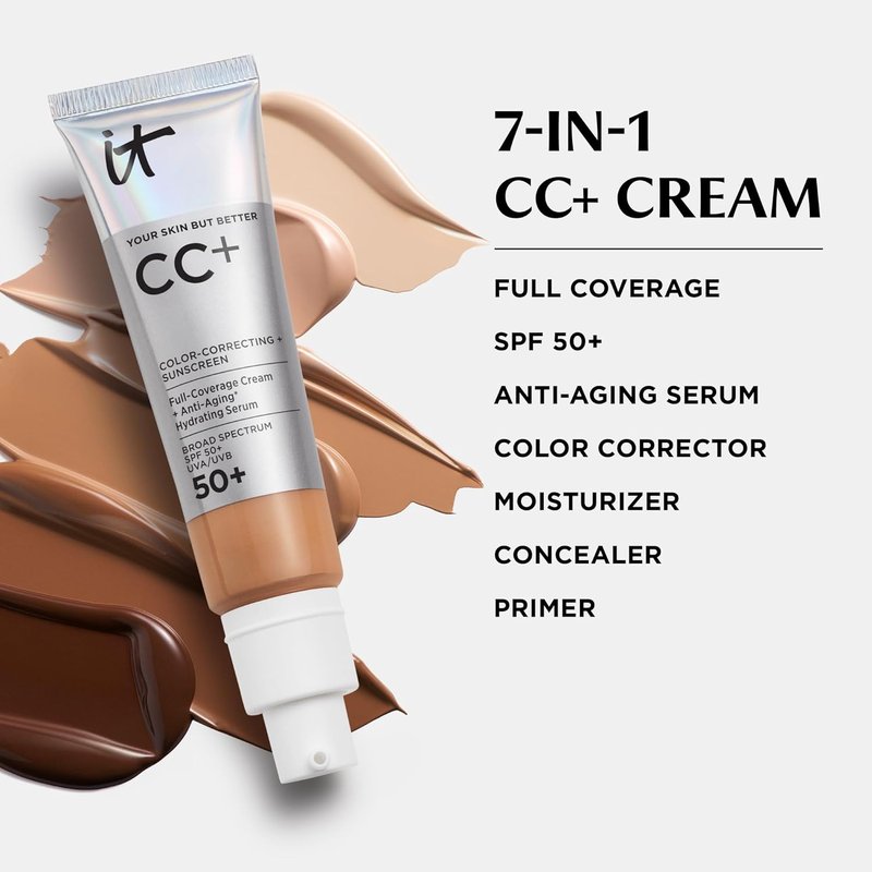 IT Cosmetics CC+ Cream | Full Coverage Foundation with SPF 50+ & Anti-Aging Serum, Lightweight Hydration for All Skin Types