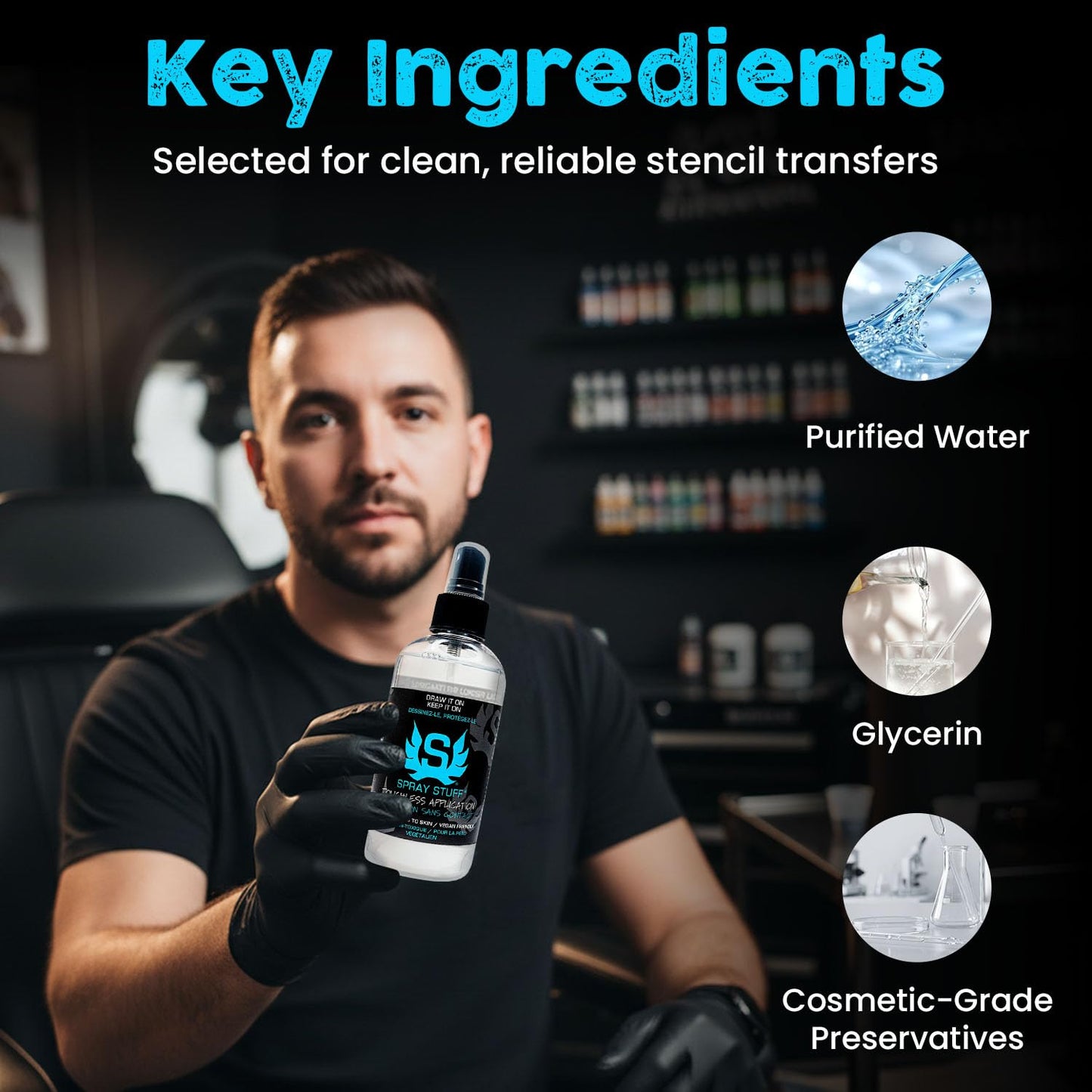 Stencil Stuff Spray Stuff Tattoo, Transfer Spray, 8oz Stencil Application Solution for Tattoo Artists, Water-Resistant, Long-Lasting, Vegan-Friendly Stencil Transfer