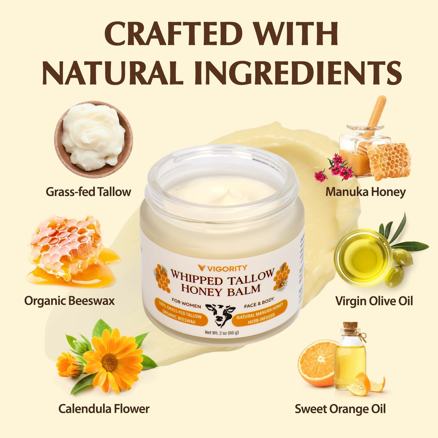 Beef Tallow Sunscreen with Clear Zinc: Non-Toxic SPF 30 Sunscreen for Face & Body, Natural Sunblock with Nourishing Tallow & Botanical Extracts (SPF50 & Tallow)