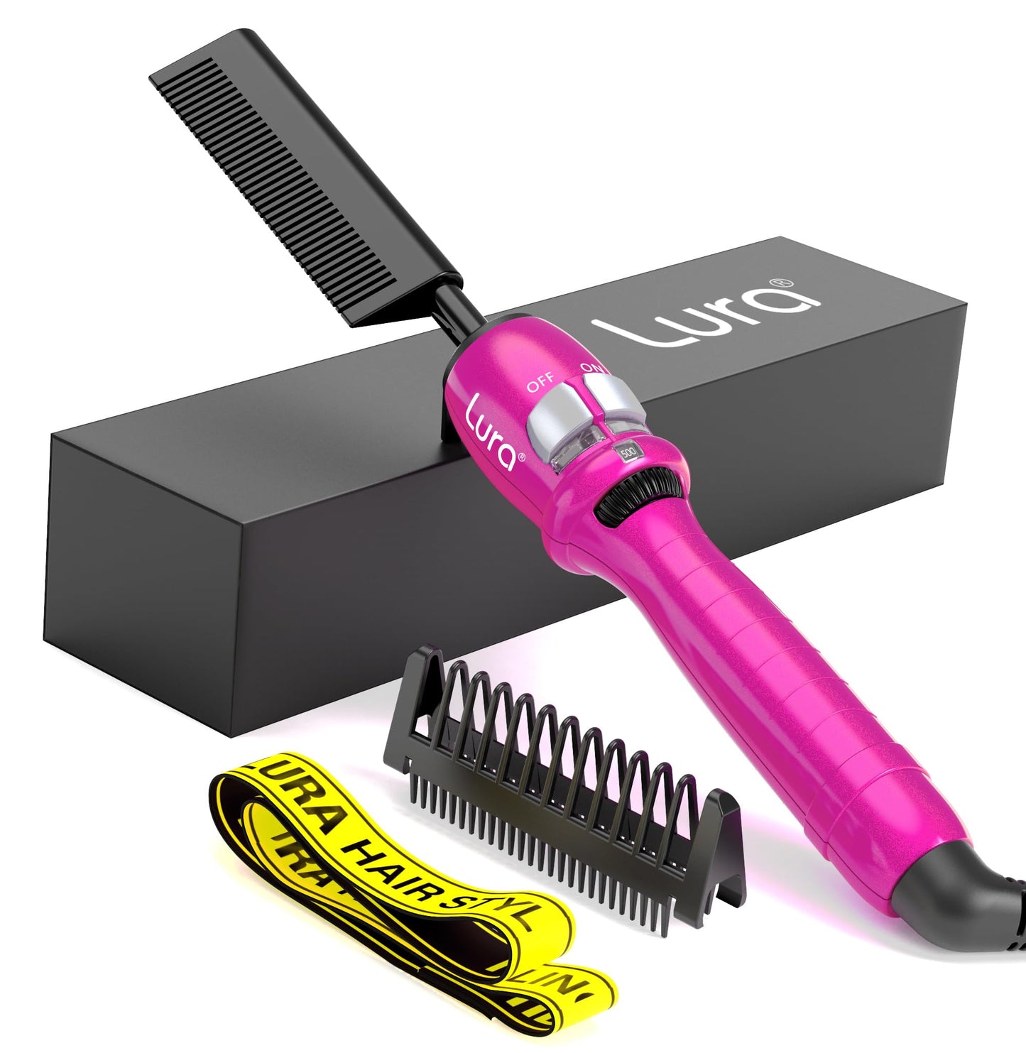200-500°F Pink Hot Comb:Electric Hot Comb for Lace Front Wigs,Electric Pressing Combs for Black Hair,Electric Straightening Comb for African American Hair,