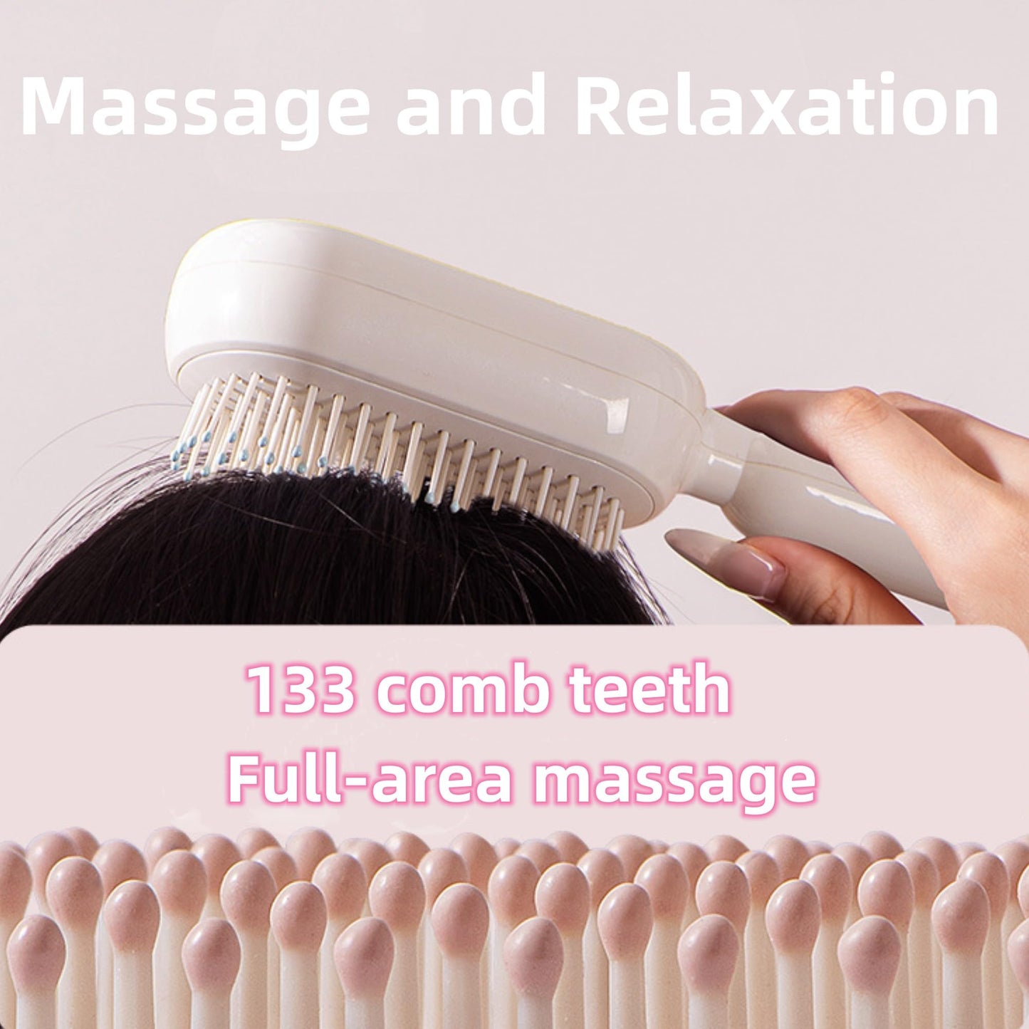 Self Cleaning Hair Brush, 2026 Upgrade Retractable Cushion Massage Comb, Anti Static Self Cleaning Hair Brush, Hairs Styling Tools for All Hairs Types, One-pull