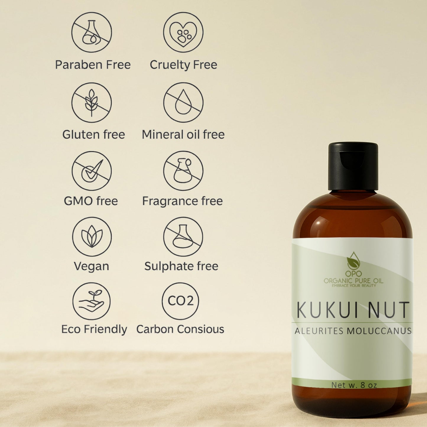 Kukui Nut Oil Unrefined, 8 oz, 100% Kukui Carrier Oil for Essential Oil - Pure, All Natural, Therapeutic Grade Kukui Seed Oil for Hair, Skin, Scalp, Body Care Moisturizer