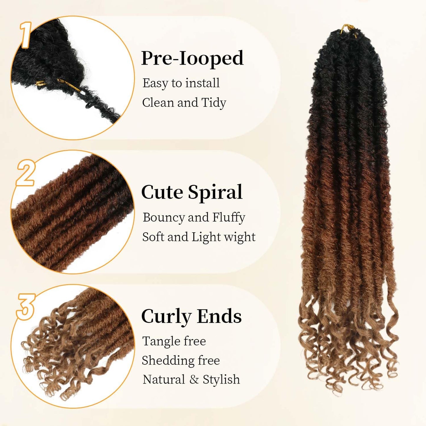 Goddess Locs Crochet Hair 6 Packs, 16 Inch Straight Faux Locs Crochet Braids, Pre-Looped Curly Soft Synthetic Ombre Braiding Hair Extensions for Black Women(16 Inch, 6 Packs, 1B/33/30#)