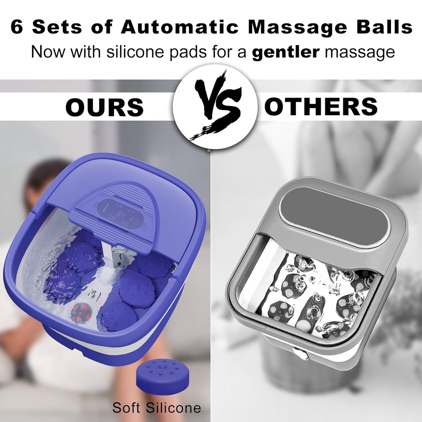 Collapsible Foot Spa - Heated Foot Bath Massager with Remote & Timer | 24 Motorized Shiatsu Massage Balls