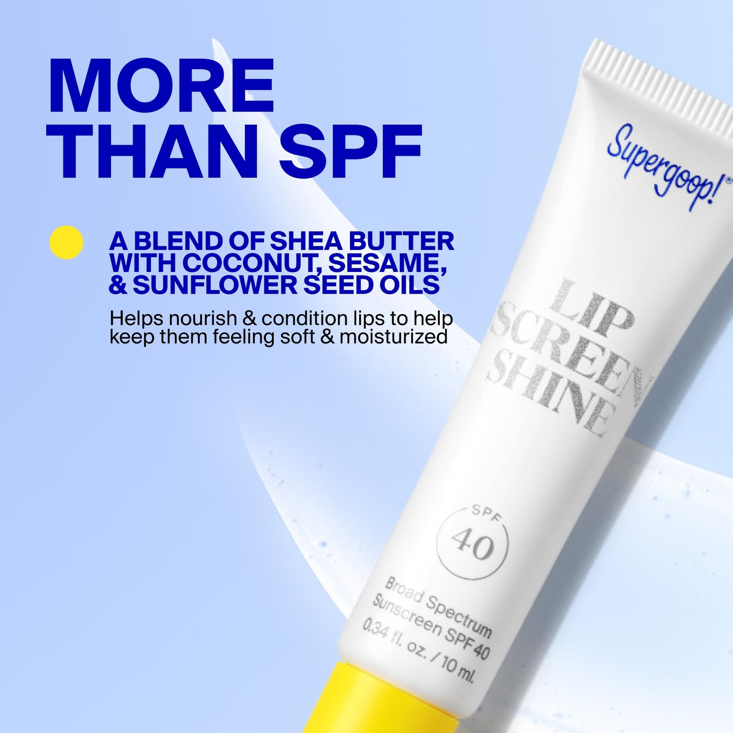 Supergoop! Lipscreen Shine SPF 40, 0.34 fl oz - Clear Lip Gloss - Broad Spectrum SPF Lip Balm with Grape Seed Extract, Sunflower Seed Oil & Kelp Extract - Non-Sticky Formula
