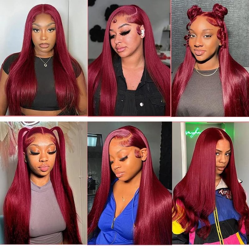 Burgundy 3 Bundles Human Hair - Straight Brazilian Hair | 12, 14, 16 Inch Unprocessed Wine Red