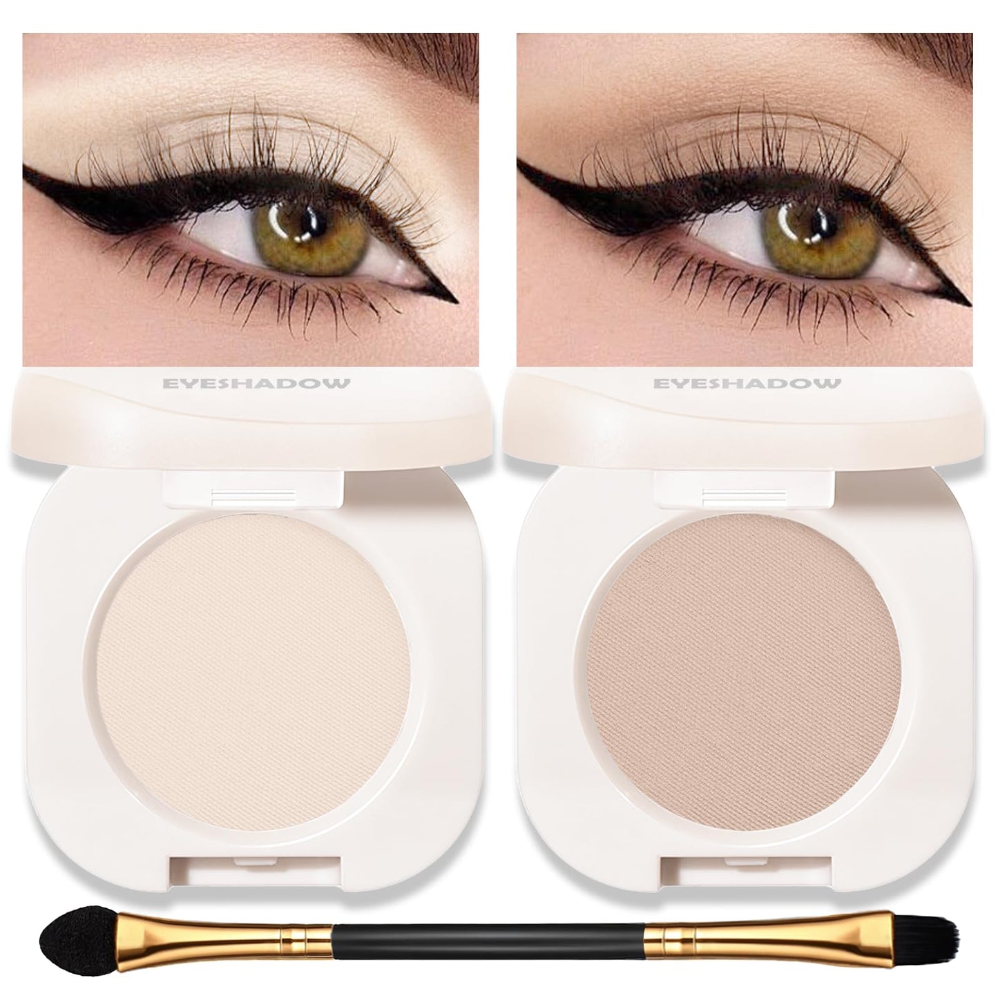 Wugbc Matte Eyeshadow Palette 2 PCS, White Nude Brown Eye Shadow Palettes Nude Neutral Eyeshadow for Women, Smooth Powder Lightweight Blendable sombras para ojos Compact Daily Eyes Makeup, Set C