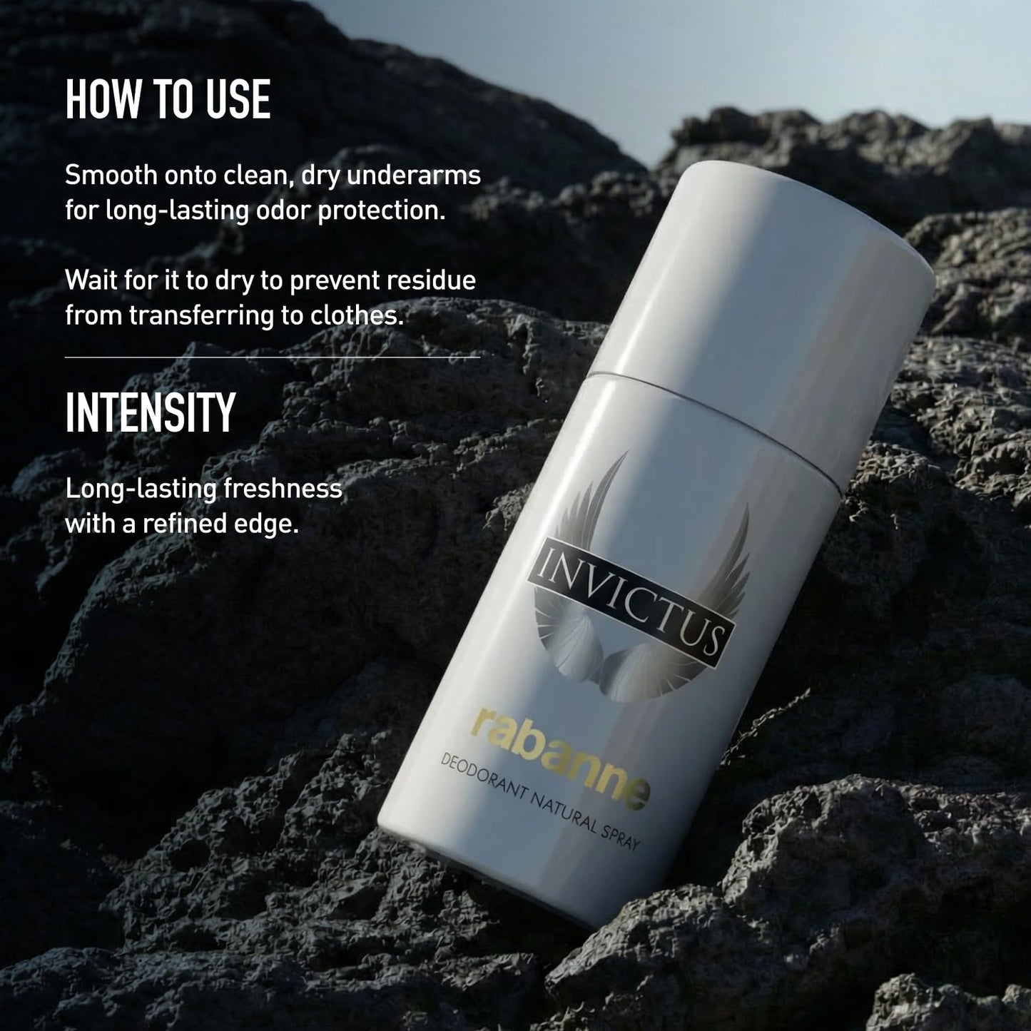 Rabanne Invictus Deodorant Spray for Men - Woody Aquatic Scent with Long Lasting Protection - Vibrant Sensual Body Spray Deodorant from Paris - Champion's All-Day Freshness, 5 oz