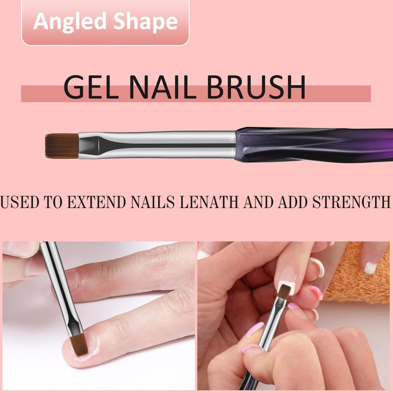 GEMSANVA Nail Art Clean Up Brushes,3PCS Nail Brush For Cleaning Polish Mistakes on the Cuticles,Flat/Oval/Fine Angled Gel Nail Brushes For Nail Art Design Painting and DIY Tools (BLACK PURPLE)