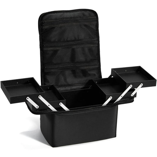Stagiant Makeup Train Case, Nail Bag Organizer Case, Makeup Box Organizer, 4 Tier Large Travel Makeup Case with Compartments/Shoulder Strap for MUA/Manicure/Tattoo/Eye Lash Extension,Black