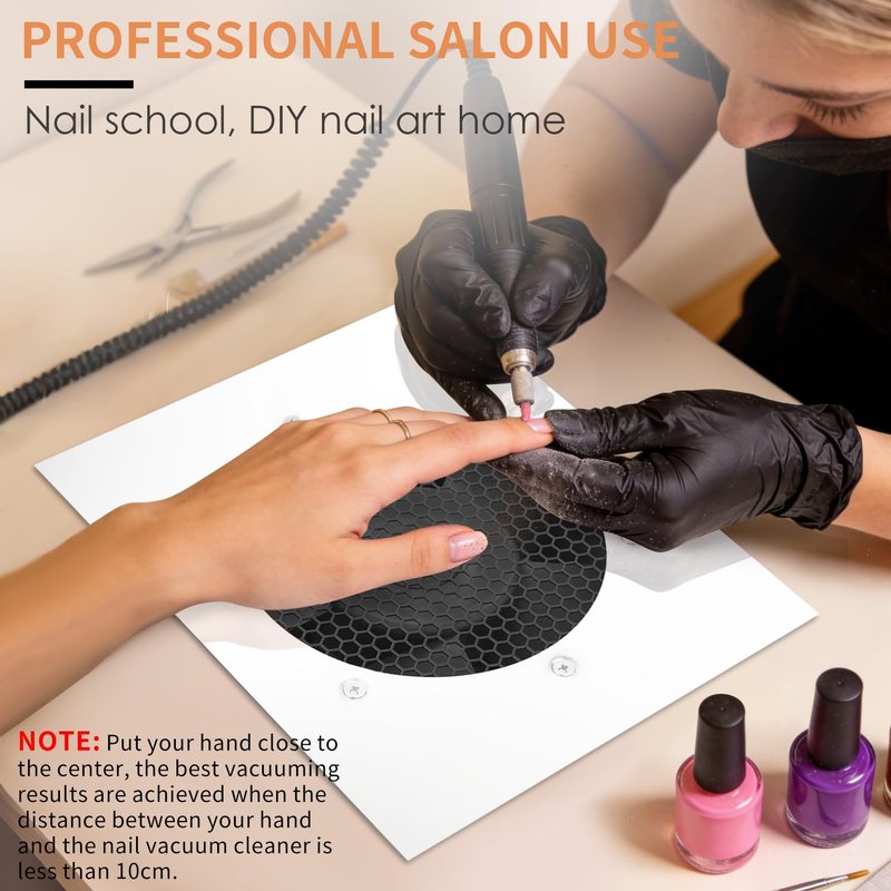 Powerful Nail Dust Collector Built in Table Desk Nail Vacuum Cleaner Professional Table Embedded Dust Extractor Vacuum Built in Desktop Nail Dust Collector Quiet Nail Fan Acrylic Nail Tools