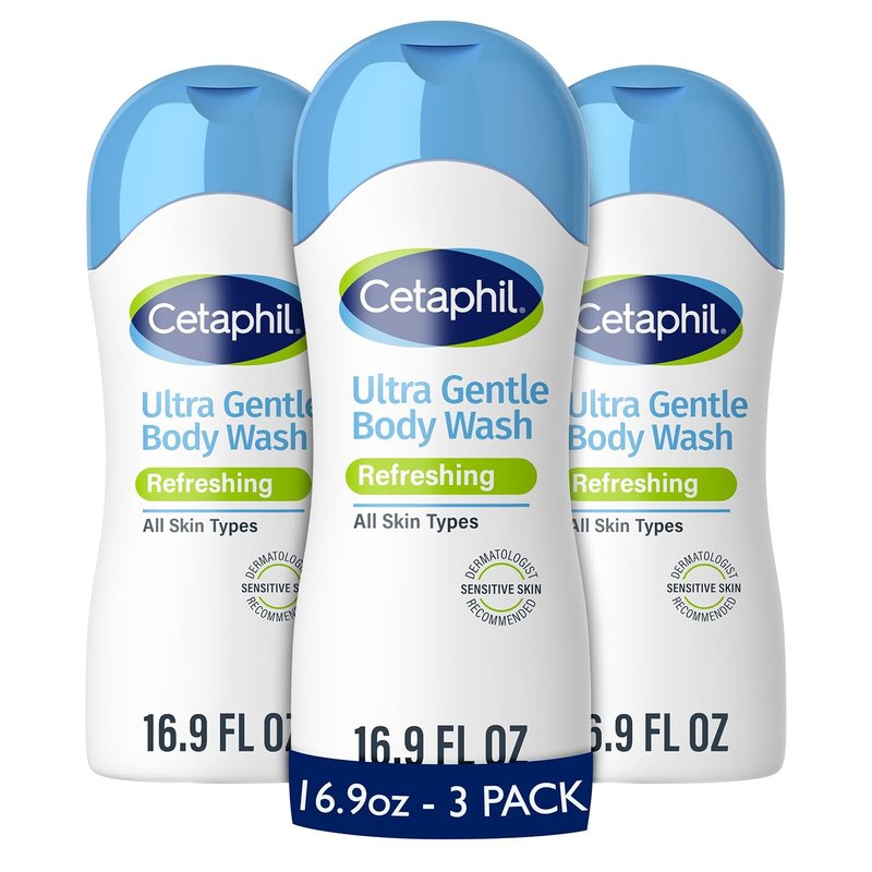 Cetaphil Ultra Gentle Body Wash - Refreshing Aloe Vera & Calendula | 16.9oz Pack of 3 for Sensitive Skin