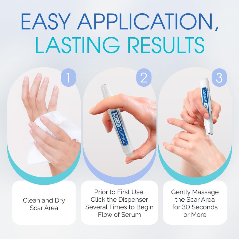 Silicone Scar Gel with Scar-Smoothing Tri-Roller Tip – Designed for Scar Massage – Medical-Grade Silicone for Surgical, C-Section & Acne Scars – Fragrance-Free & Hypoallergenic