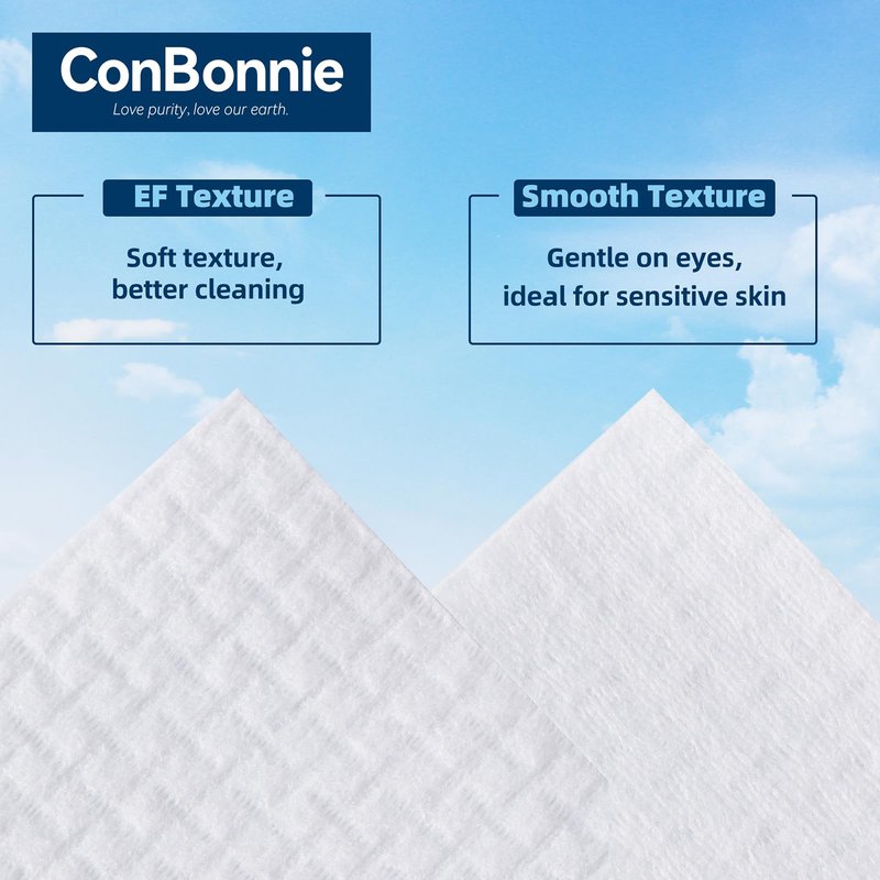 Conbonnie Clean Face Towels XL, 10"×12" Biobased Facial Towels, Disposable Face Towelette, Makeup Remover Dry Wipes, Extra Thick and Soft for Skin Care, Clean Skin, 200 Count (4 Pack)