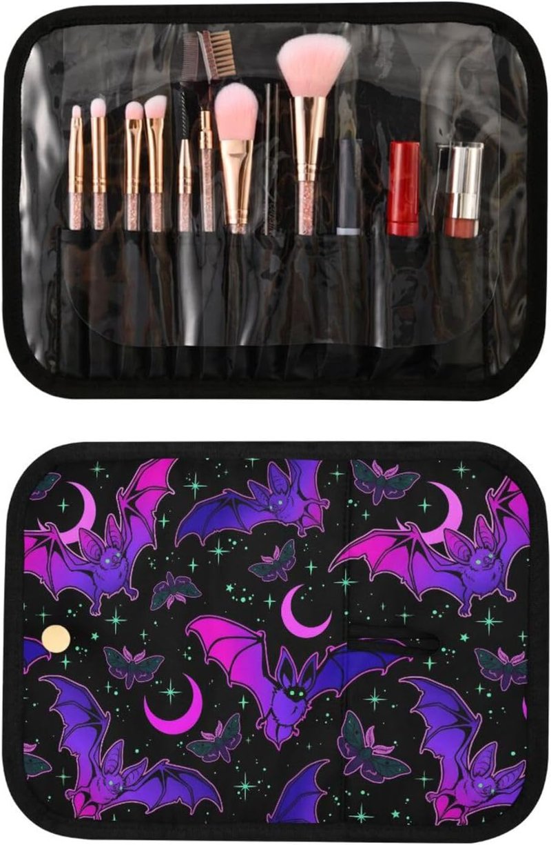 Gothic Purple Bat Toiletry Bag Set - 3 PCS Hanging Makeup & Travel Organizer