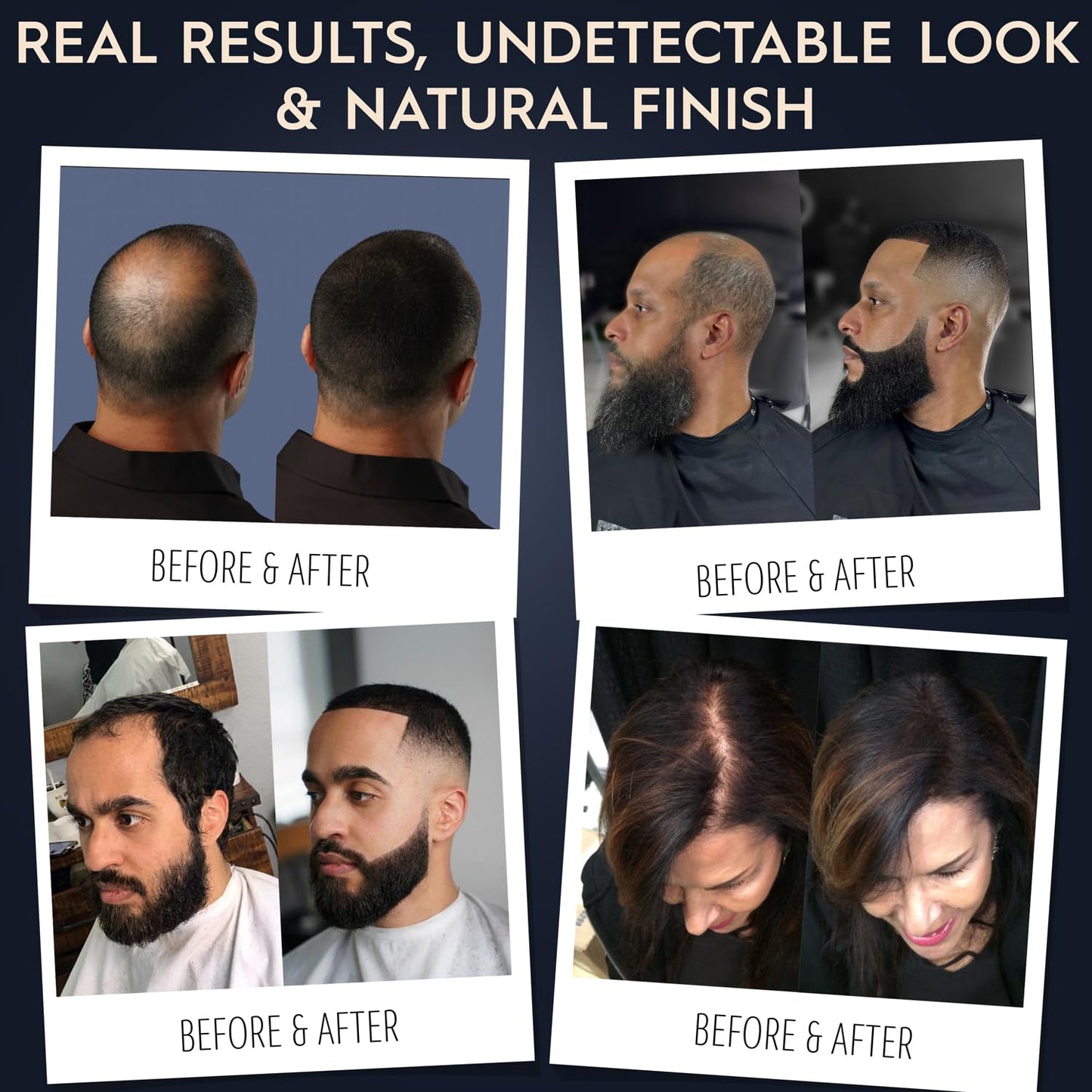 Hair Illusion Black Real Hair Fibers for Thinning Hair - 100% Natural Texture, Non Synthetic Hair Fibers - Bald Spot Cover Up for Women & Men - 18 Gram