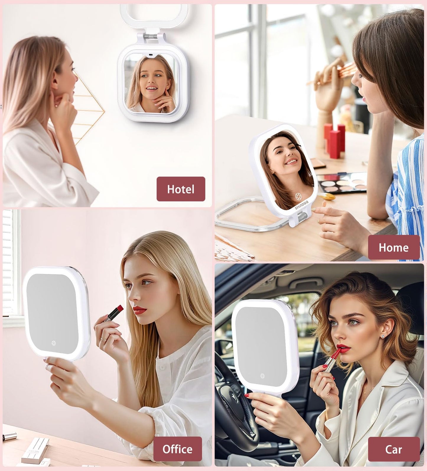 Shinowa 1X/10X Rechargeable Travel Makeup Mirror with 72 LED Lights, 7 Inch