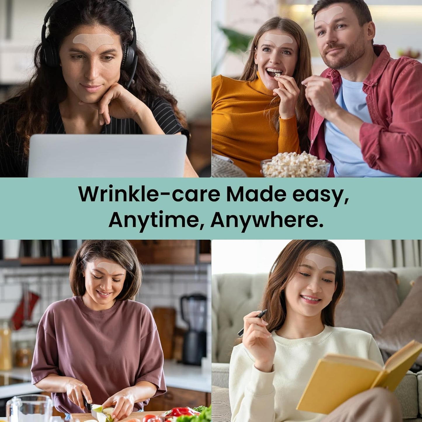 NURIVE Advanced Wrinkle Patches 20ct Smile Line, Frown Line Wrinkle Patches for Facial Korean Skin Care Face Wrinkle Tape Invisible Overnight with Retinol & Collagen (Large (Forehead))