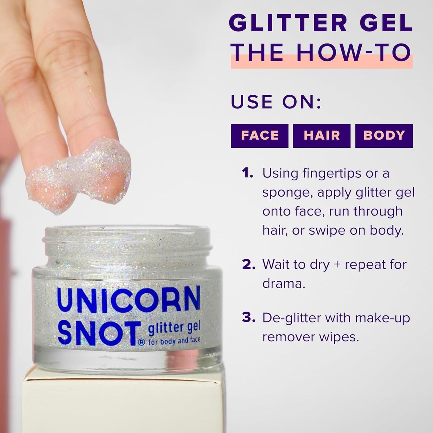 UNICORN SNOT Face & Body Glitter & Glitter Lip Gloss Bundle - Makeup for Festivals, Raves, Anime Cosplay - Safe for Face, Easy Application & Removal (Disco)