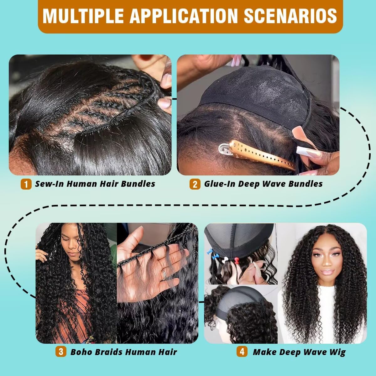 12A Human Hair Bundles 18 Inch Deep Wave Bundles Human Hair 100% Unprocessed Brazilian Virgin Deep Curly Weave 1 Bundle Water Wavy Hair Extensions Real Human Hair 1B Bundle for Women
