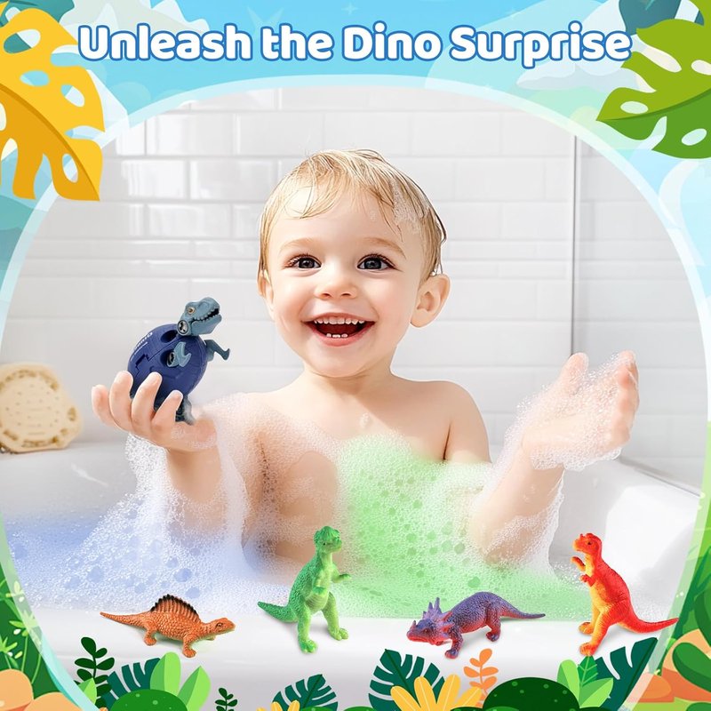 Dinosaur Bath Bombs for Kids - 16 Pack Organic Surprise Toys Gift Set | Fun Bubble Bath for Ages 3-9