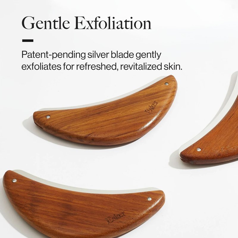 Esker Body Plane | Sterling Silver Lymphatic Drainage Massager | Teak Wood Grip Exfoliating Body Scrubber | Dead Skin Remover and Sculpting Tool