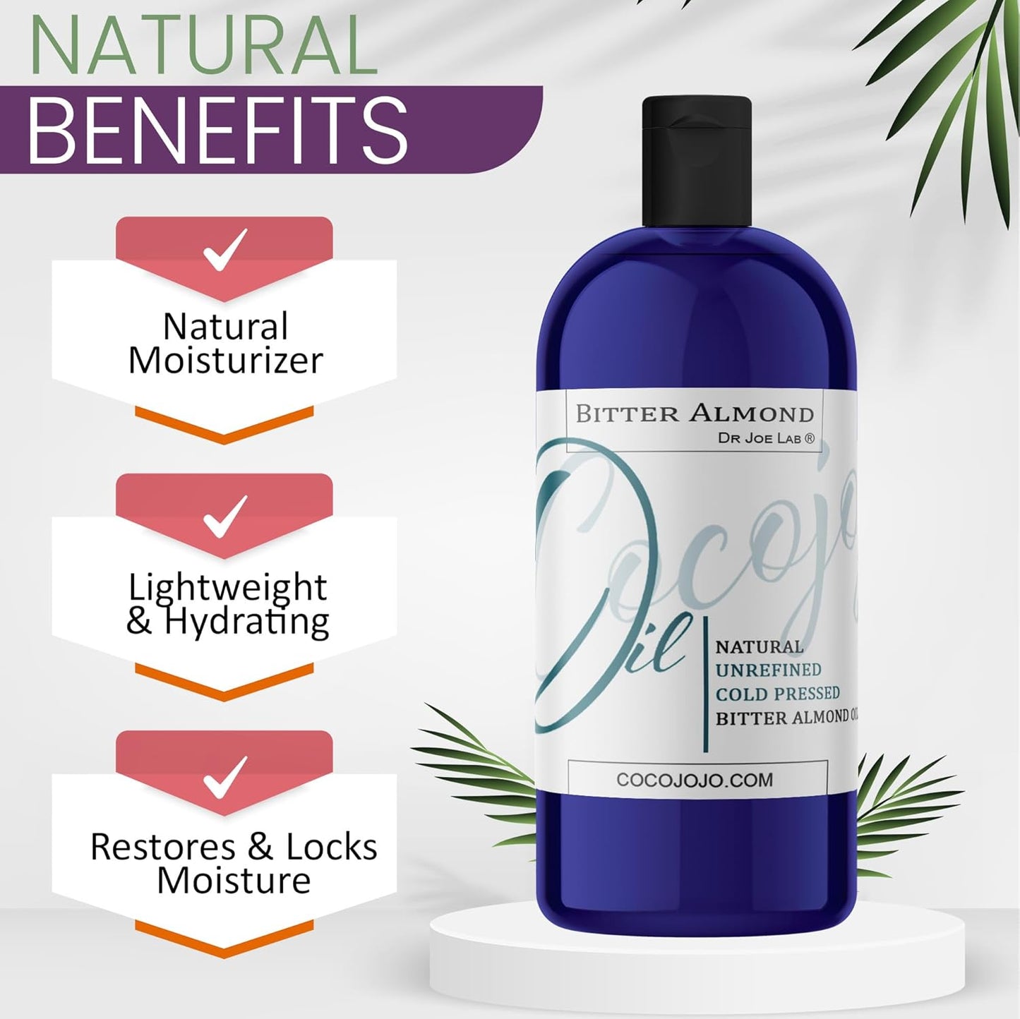 Pure Bitter Almond Oil - Unrefined Cold Pressed 32 oz | All-Natural for Hair, Face, Skin & Nails