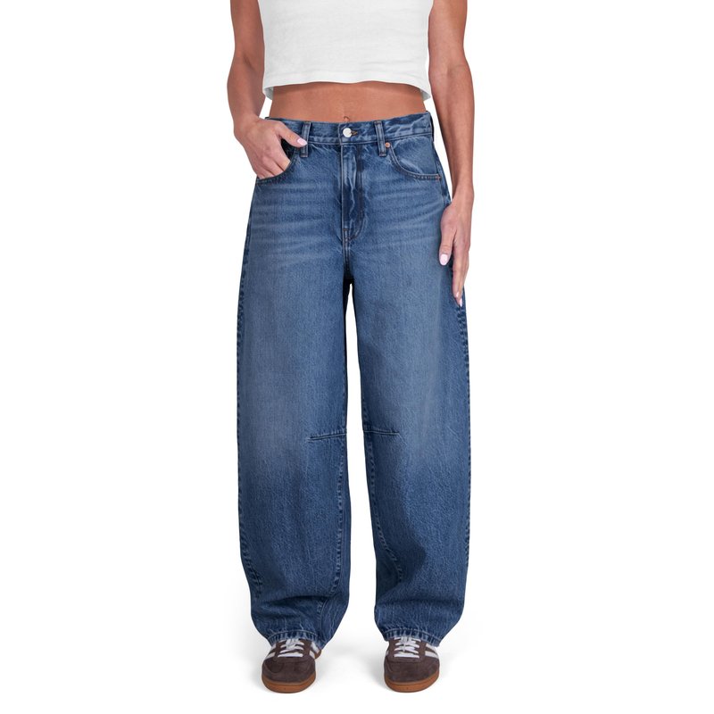CAKE THE LABEL Womens Baggy Barrel Jeans Wide Leg High Rise Premium Denim Pants Medium Blue