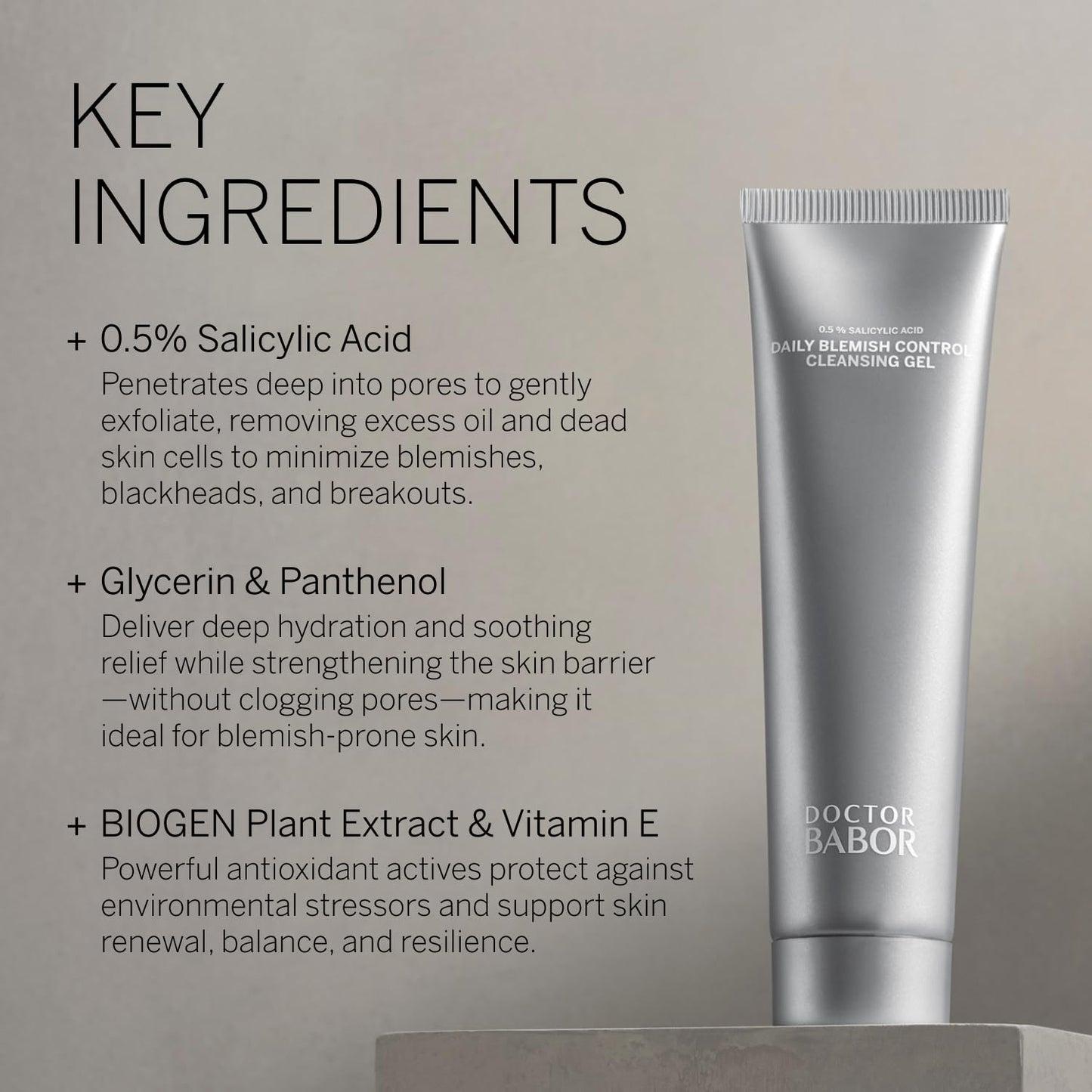 BABOR DOCTOR Daily Blemish Control Cleansing Gel with Salicylic Acid for Oily Skin, Deep Pore Cleanser to Help Reduce the Appearance of Blemishes