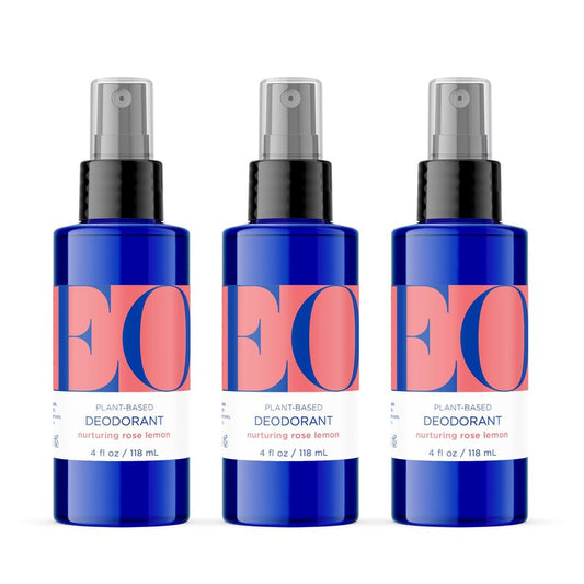 EO Deodorant Spray, 4 Ounce (Pack of 3), Rose Lemon, made with Essential Oils for Men and Women