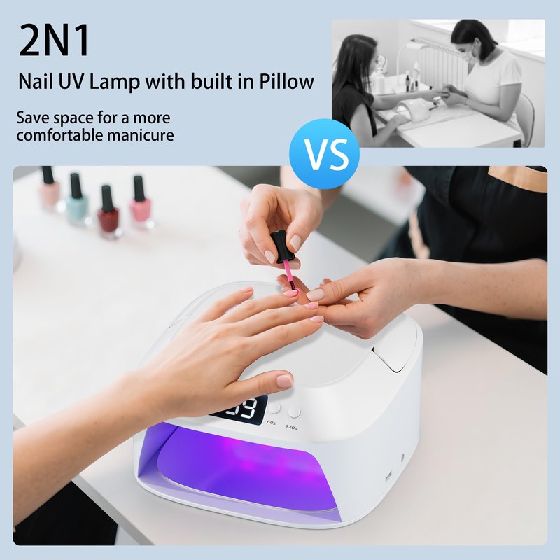 Glamne UV Gel Nail Lamp LED Nail Light Fast Dryer for Gel Polish Curing with Arm Rest Portable Handle 4 Timers Automatic Sensor Double Led Display