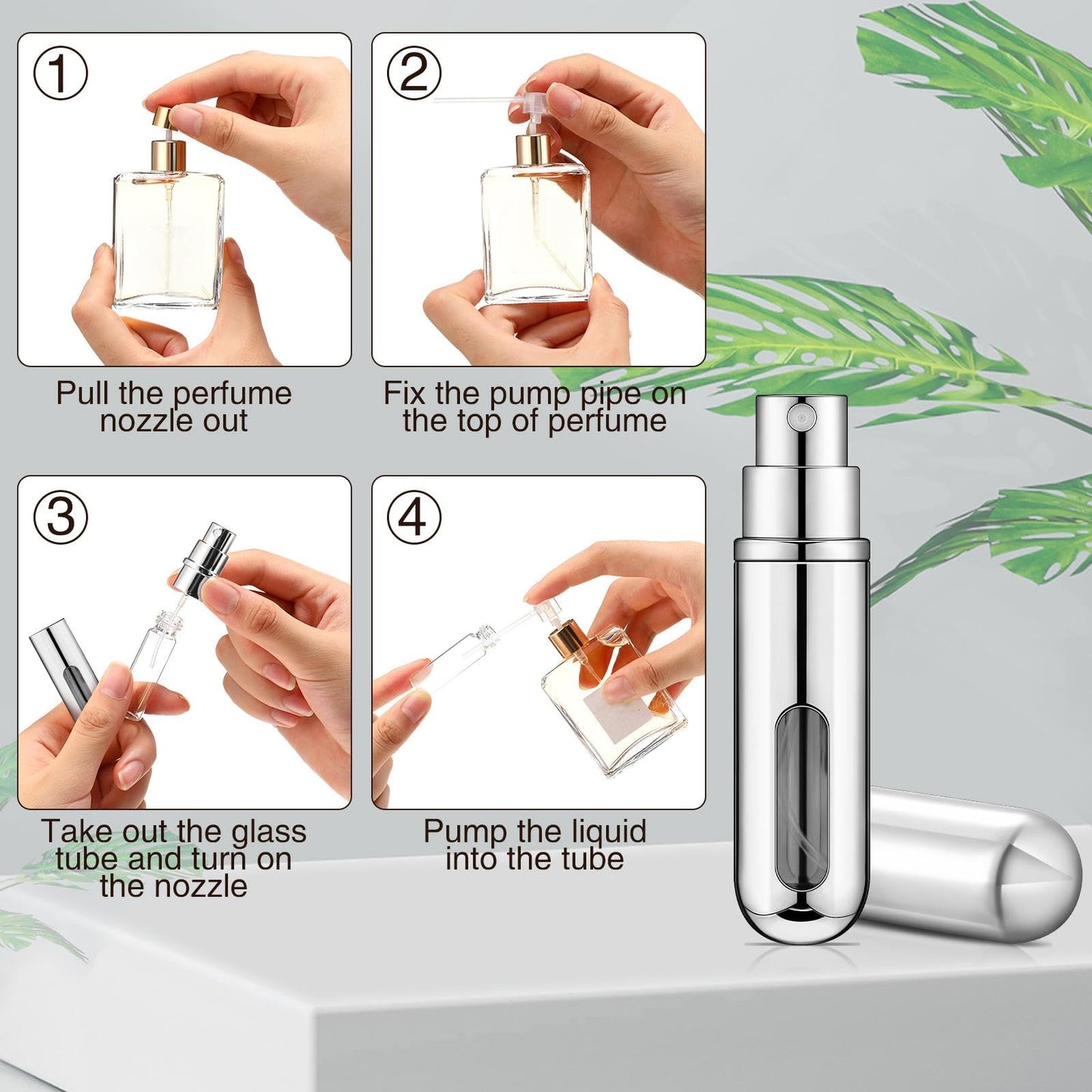 Gerrii 50 Pcs Travel Mini Perfume Refillable Portable Perfume Spray Bottle Perfume Pocket Perfume Dispenser with 20 Pcs Pump Accessories Essentials Spray Containers Scent Pump Case, 5ml (Multicolor)