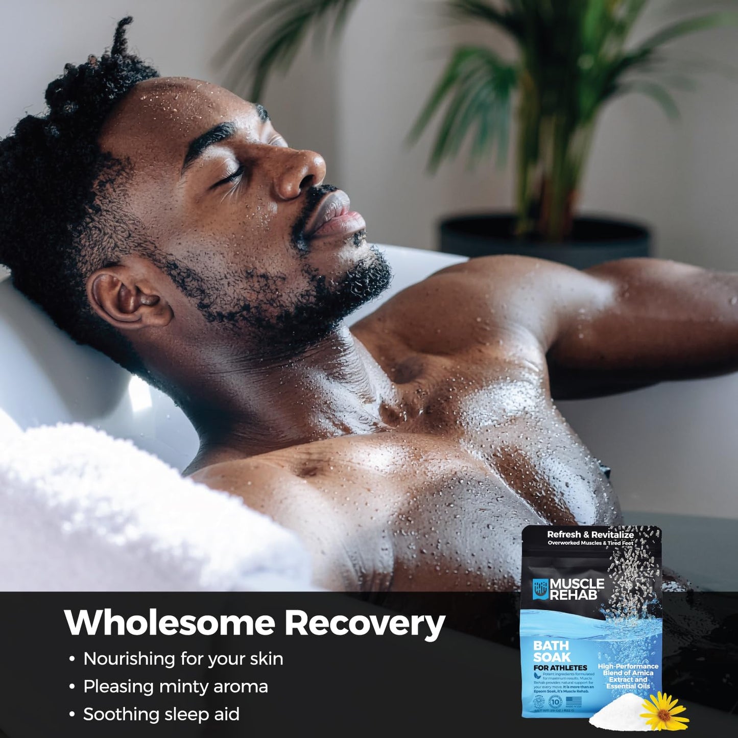 Muscle Rehab| Arnica Bath Soak with Essential Oils | Pain Relief for Sore Muscles, Joints & Foot Ache | Magnesium Bath Salts for Muscle Recovery, Relaxation & Wellness