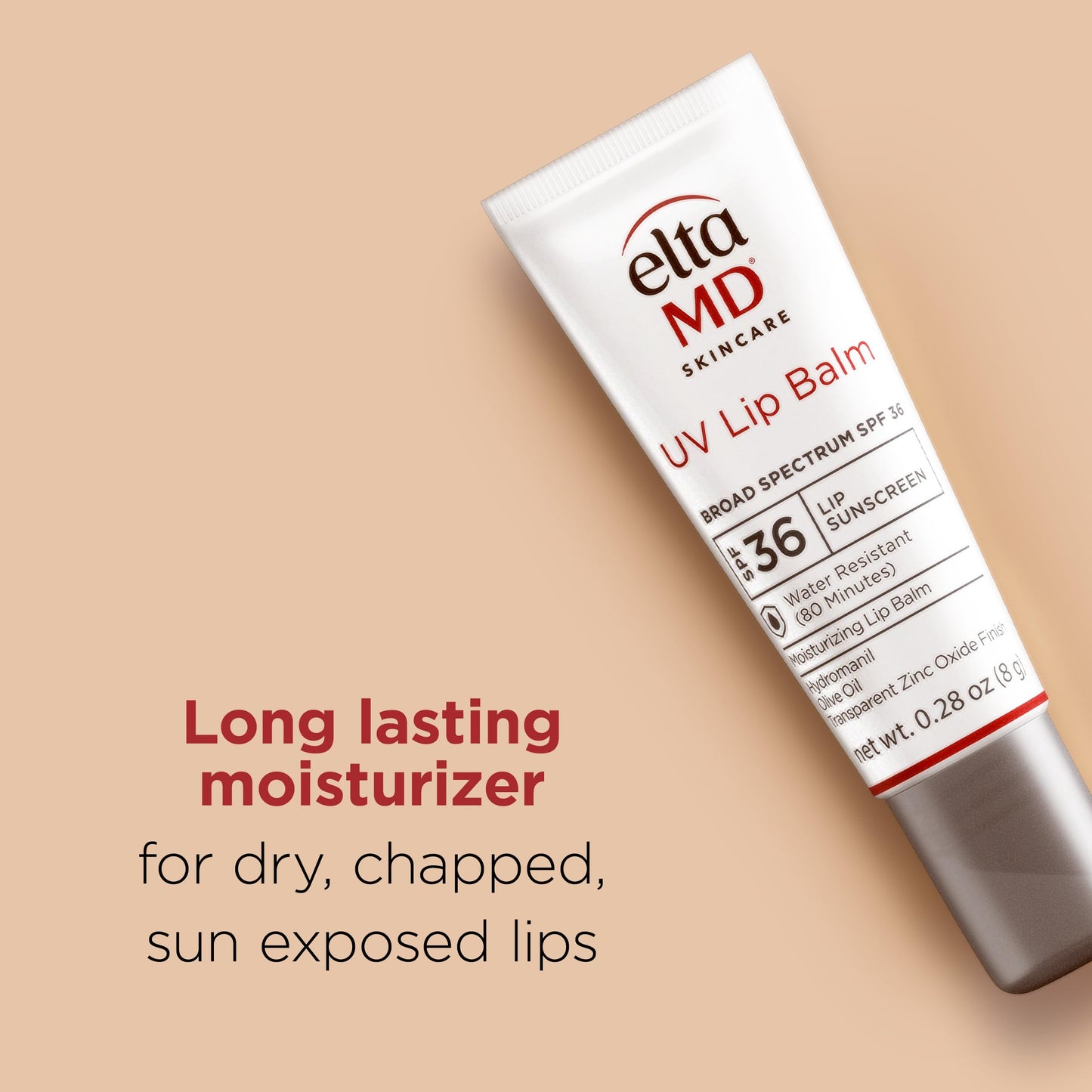EltaMD UV Lip Balm SPF Sunscreen,Sunscreen Lip Balm with SPF 30+,Protects Dry Cracked Lips,Transparent Zinc Oxide,0.28 Tube,(Pack of 2)