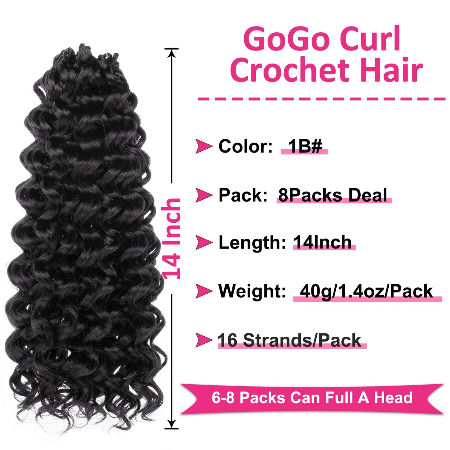 Unionbeauty 14 Inch GoGo Curl Crochet Hair 8 Packs Short Ocean Wave Water Wave for Women Beach Curl Braids Synthetic Curly Braiding Hair for Black Woman 27#
