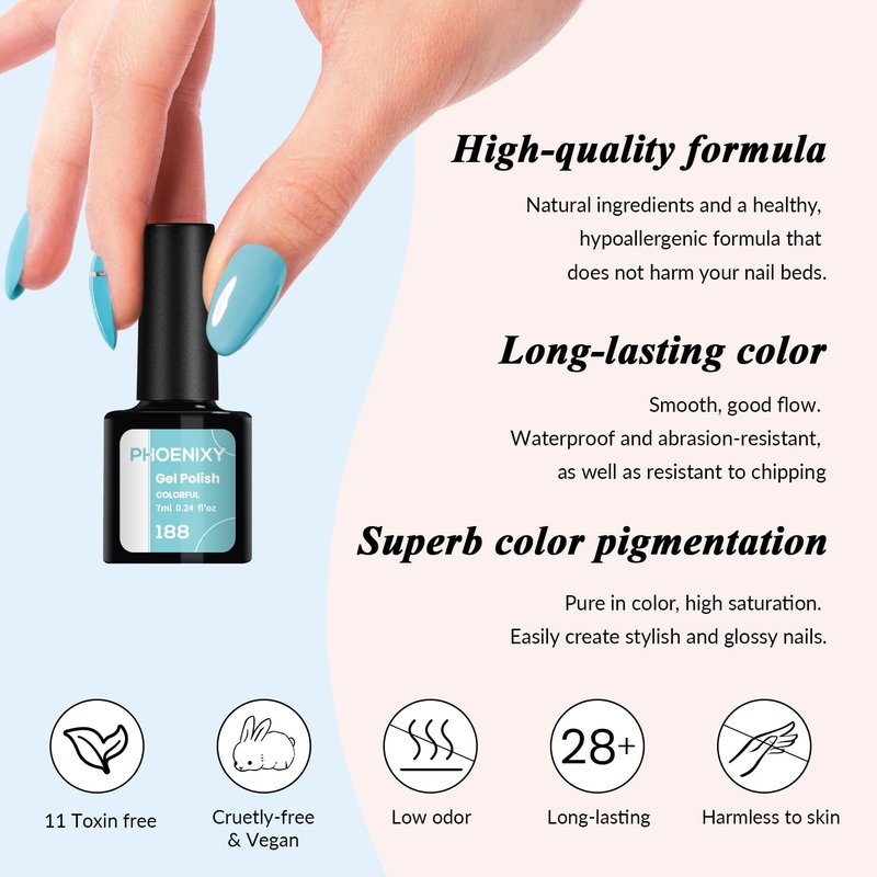 phoenixy Gel Nail Polish Kit with U V Light 48W, 56 Pcs 108 Effects Gel Nail Polish Kit Base Matte Glitter Top Coat Manicure Nail Set Gifts for Women