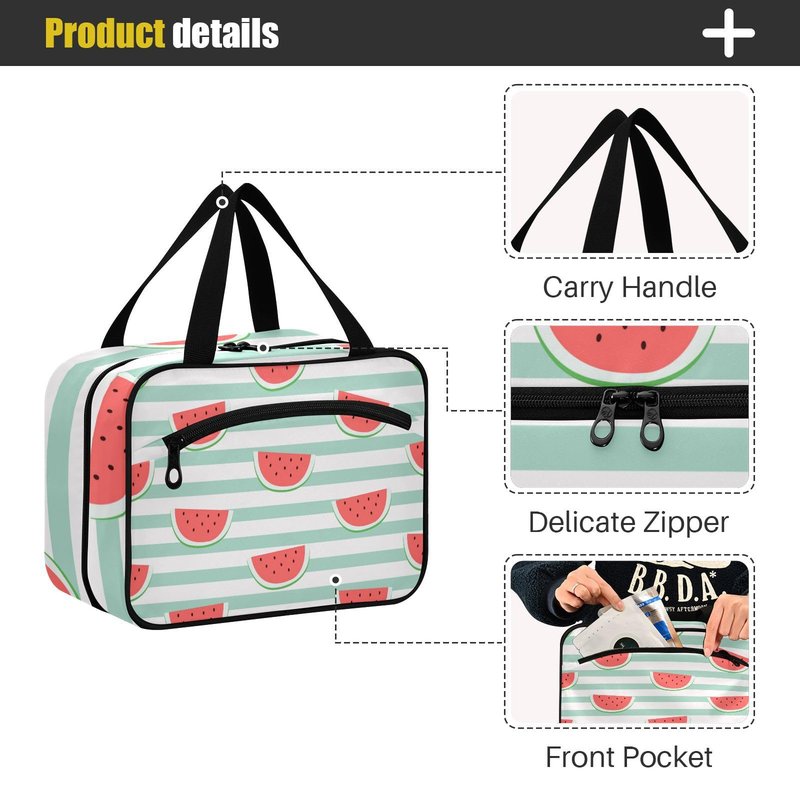 senya Toiletry Bag Travel Bag with Hanging Hook Cute Red Watermelon Slice Makeup Cosmetic Bag Travel Organizer Water-resistant for Toiletries Accessories Shampoo Full Sized Container,L