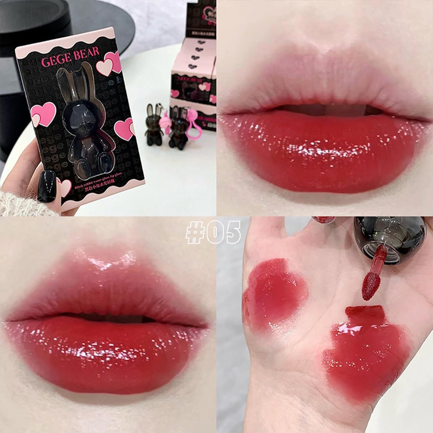 Bunny Hydrating Lip Gloss Set - 3Pcs Jelly Liquid Lipsticks | Moisturizing & Plumping Shine for Women