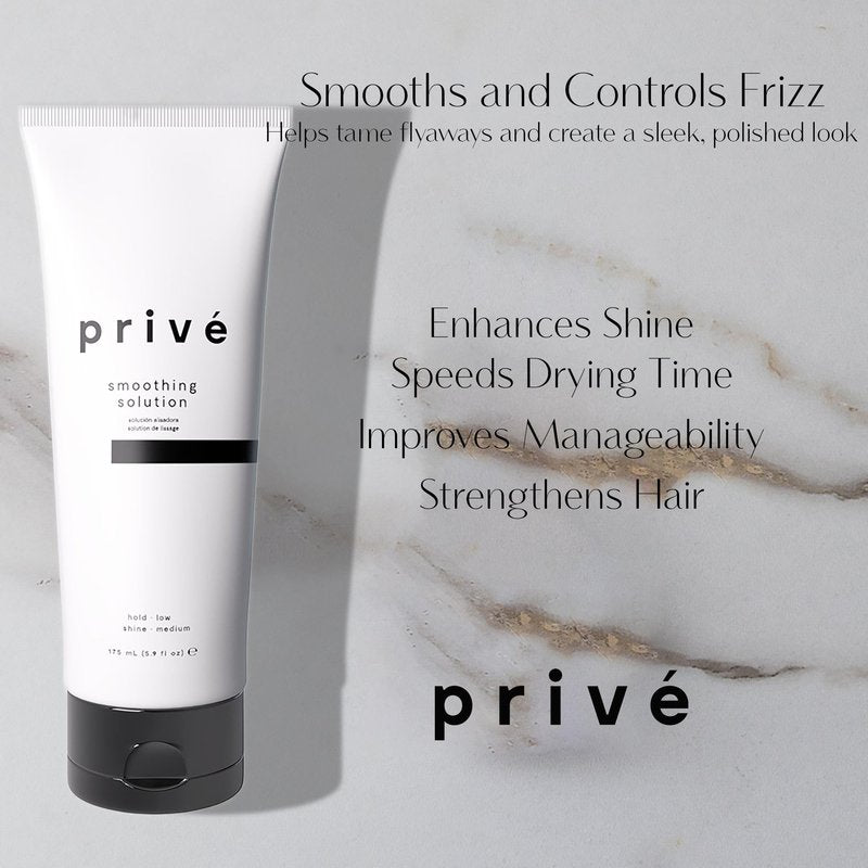 Privé Smoothing Solution - Lightweight Non-Greasy Formula with Baobab, Bamboo and Jojoba Proteins for Sleek Shiny Hair - Speeds Drying and Controls Flyaways - 5.9 oz