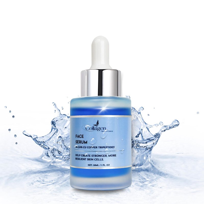 Collagen Tripeptides - 5% Copper Tripeptide GHK-Cu + Palmitoyl Tripeptides Face and Neck Serum Skin Revitalizer, Support Anti Wrinkle, Tightening, Collagen - For Men and Women