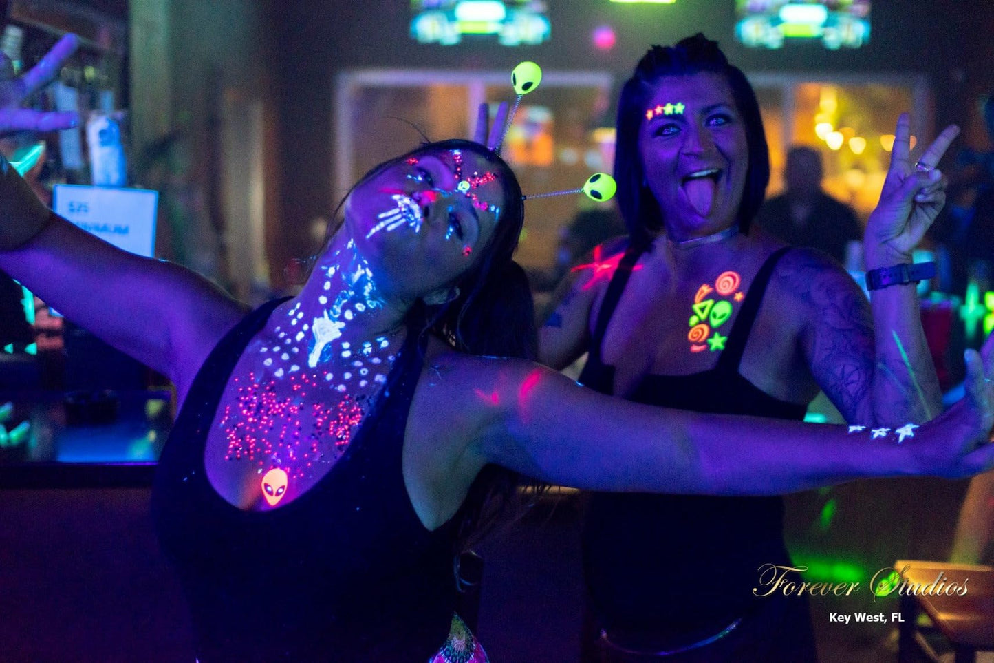 Sasswear Blacklight Body Stickers - Neon Fashion Accessories for Raves, Festivals and Glow Parties, 40/pk (Alien)