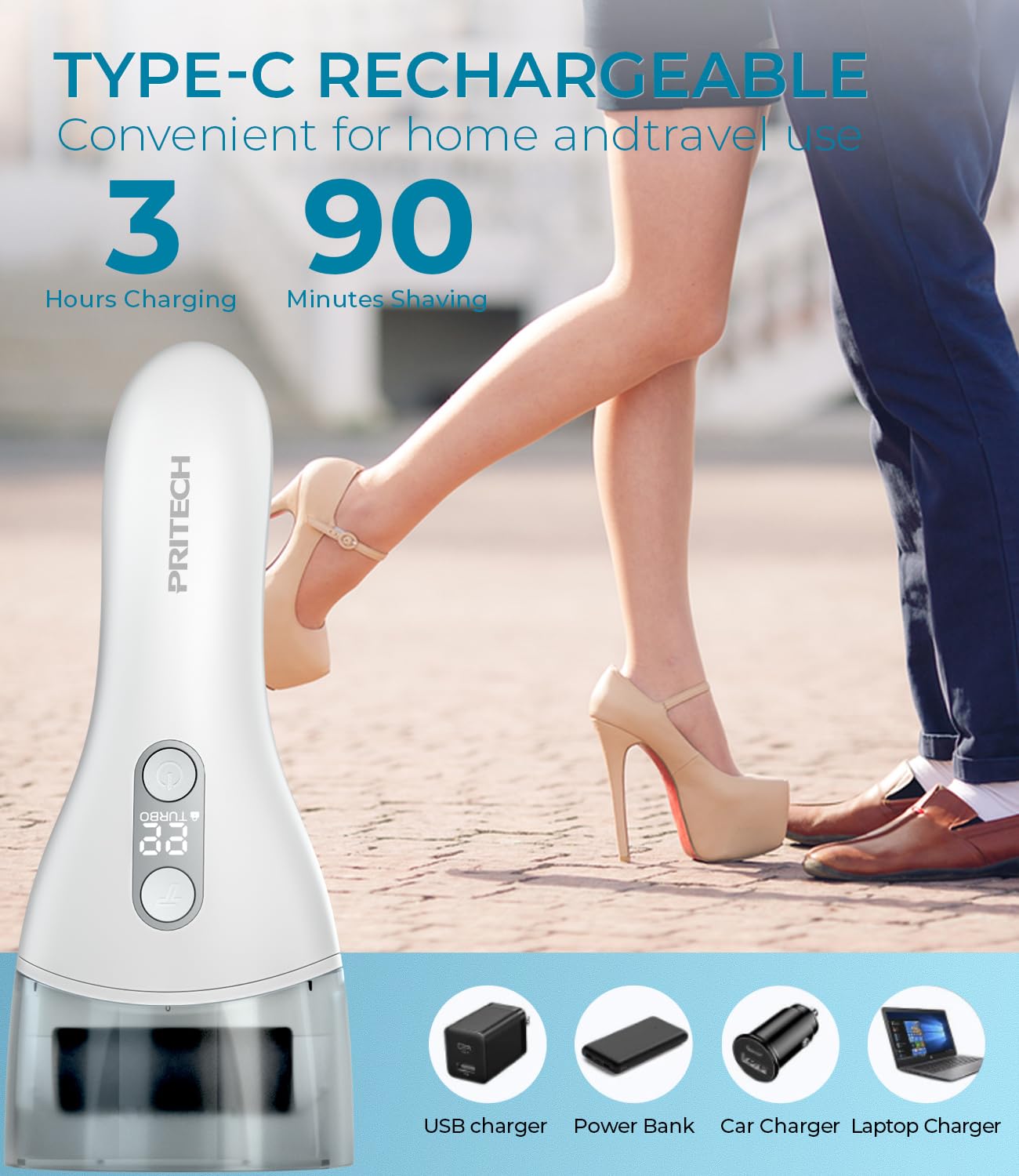 Foot Callus Remover for Feet, Rechargeable IPX7 Waterproof Pedicure Tool for Feet, 2 Speeds & Turbo Electronic Foot Scrubber, 90 Mins Long Lasting for Dead Skin & Cracked Heels, White