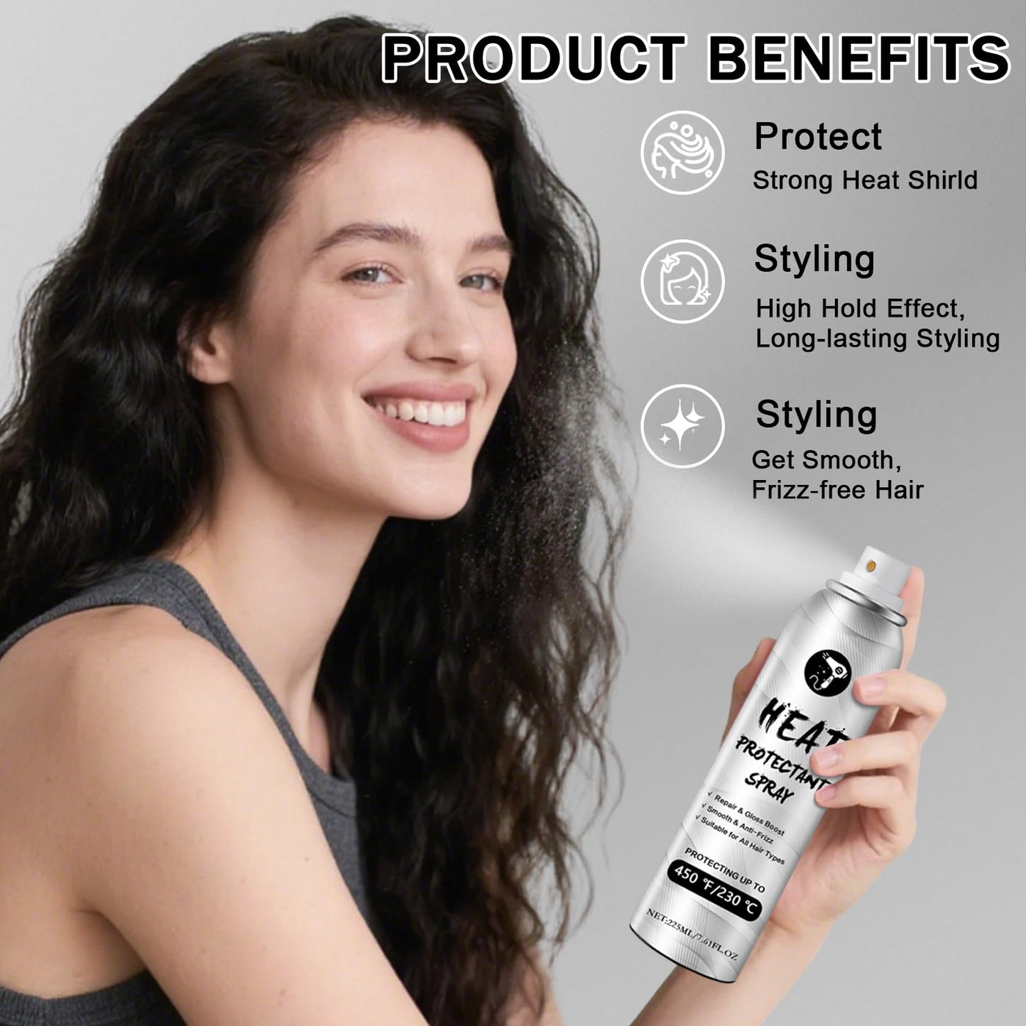 QIUFSSE Heat Protectant Spray for Hair,Heat Protection Spray,7.6fl oz