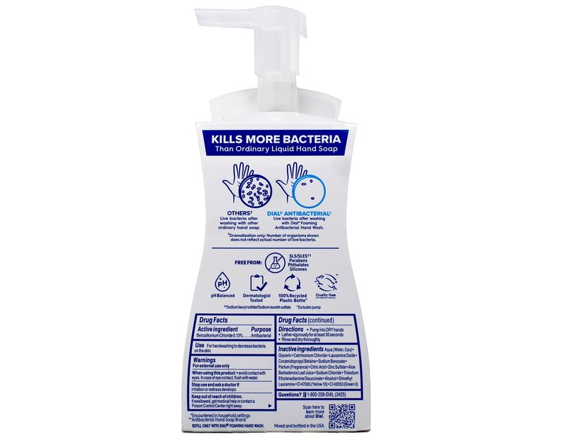 Dial Foaming Antibacterial Defense Hand Wash Fresh Pear Scent With Aloe Pump Bottle 7.5 fl oz (Pack of 3)