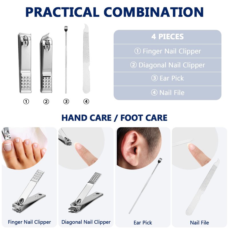 Geosar 12 Sets Manicure Gifts Bulk Nail Clippers Pedicure Kit Stainless Steel Professional Pedicure Grooming Kits Nail Care Tools with Travel Case for Women Men Hand Foot Birthday(Black)