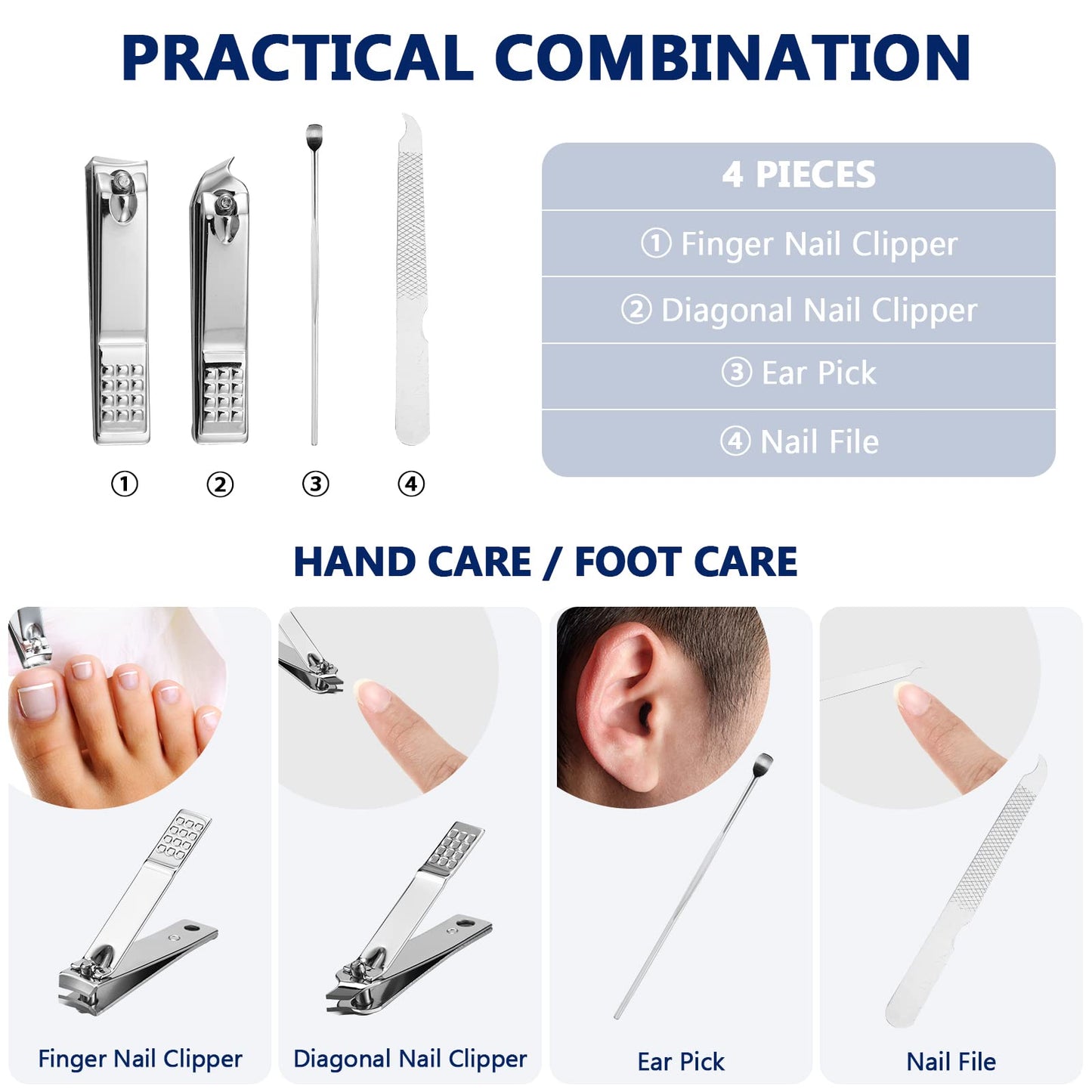 Geosar 12 Sets Manicure Gifts Bulk Nail Clippers Pedicure Kit Stainless Steel Professional Pedicure Grooming Kits Nail Care Tools with Travel Case for Women Men Hand Foot Birthday(Black)