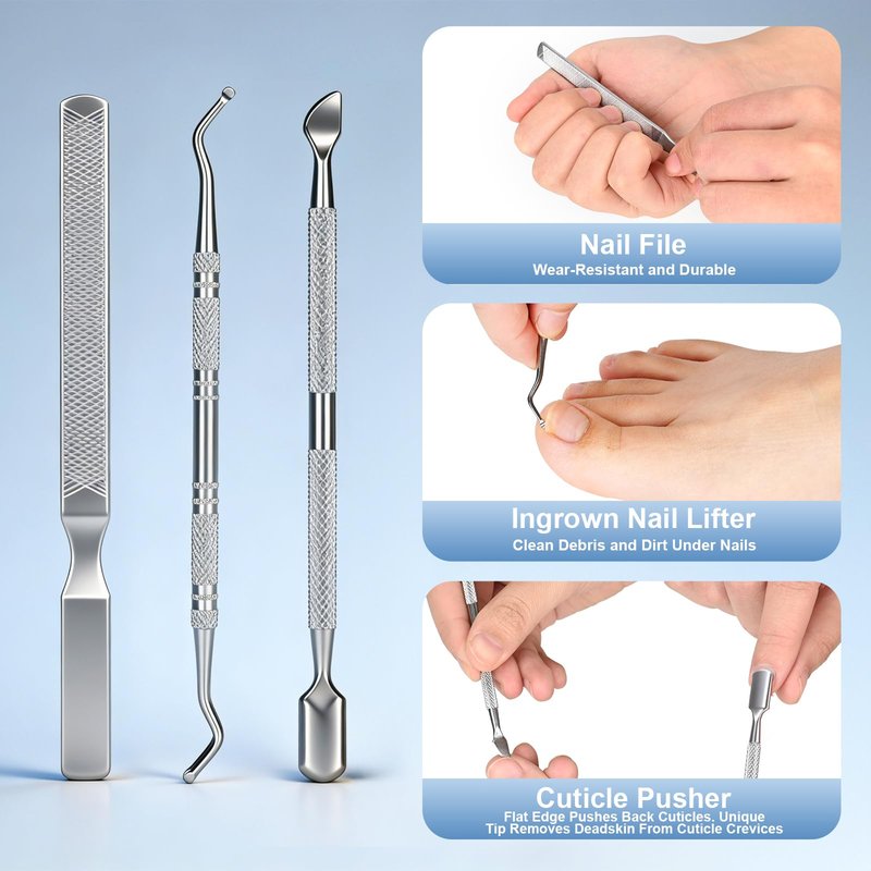 6 in 1 Thick Toenail Clippers Set, Senior Friendly Heavy Duty Nail Cutter with Wide Jaw Opening, Anti-Slip Ergonomic Handle Easy Grip Nail Tools for Elderly Men Women
