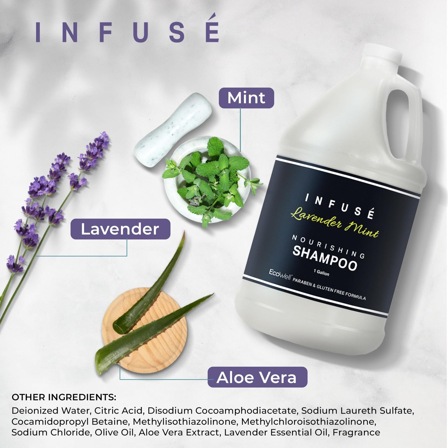 Infuse Lavender Mint Hotel | 1 Gallon | For Hospitality & Vacation Rentals to Refill Dispensers | (Single Gallon)