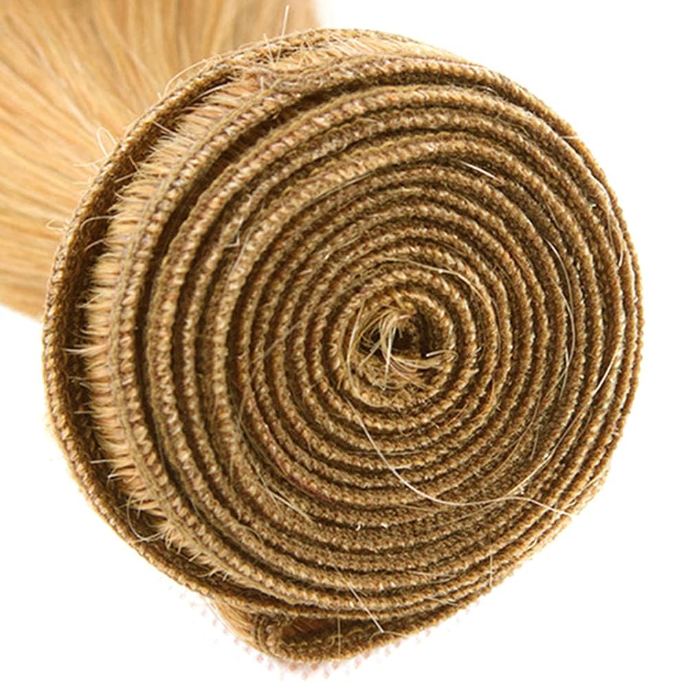 Color #27 Bundles Blonde Kinky Straight Human Hair Bundles 26 28 30 Inch Brazilian Unprocessed Virgin Hair 3 Bundles Color #27 Yaki Straight Bundles Human Hair Honey Blonde Bundles Hair Extensions