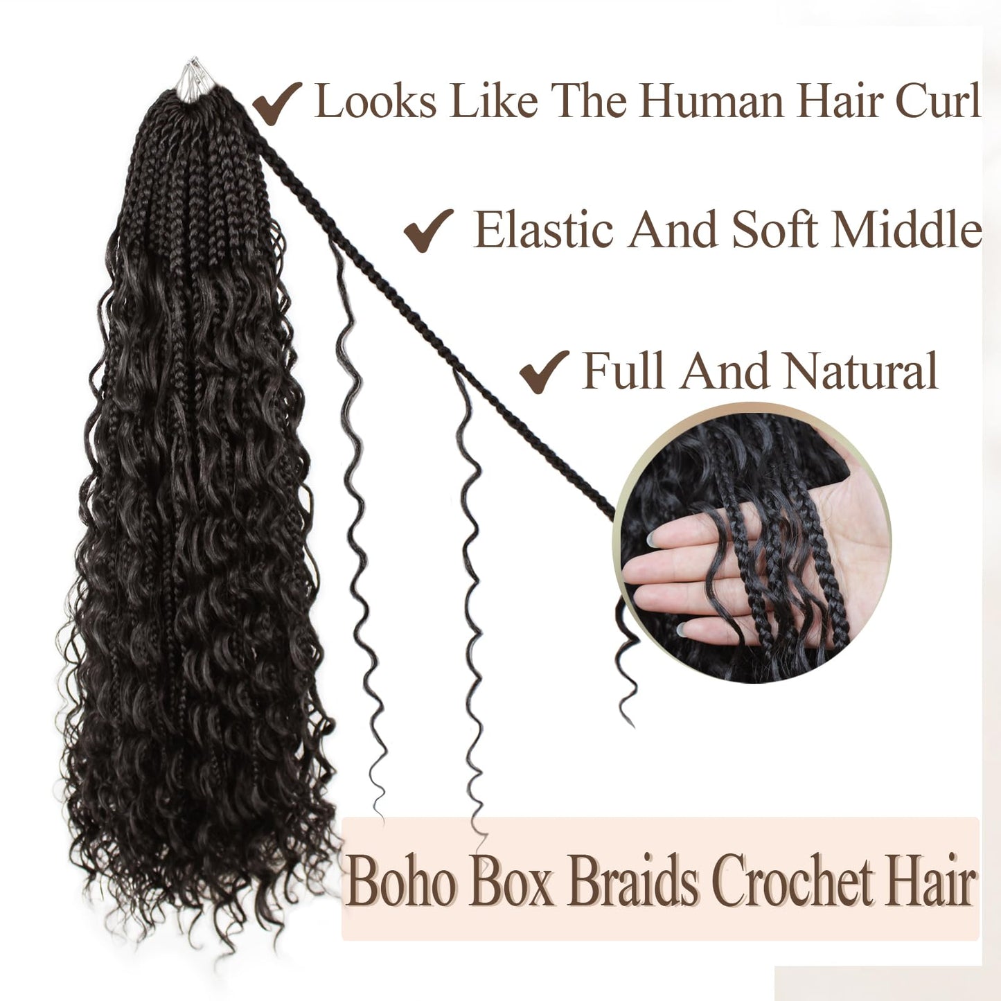Vustbeauty 9 Packs Boho Box Braids Crochet Hair 24 Inch Goddess Box Braids Crochet Hair With Curly Ends Synthetic Bohemian Braids Hair Extension For Women (24inch, OT30)